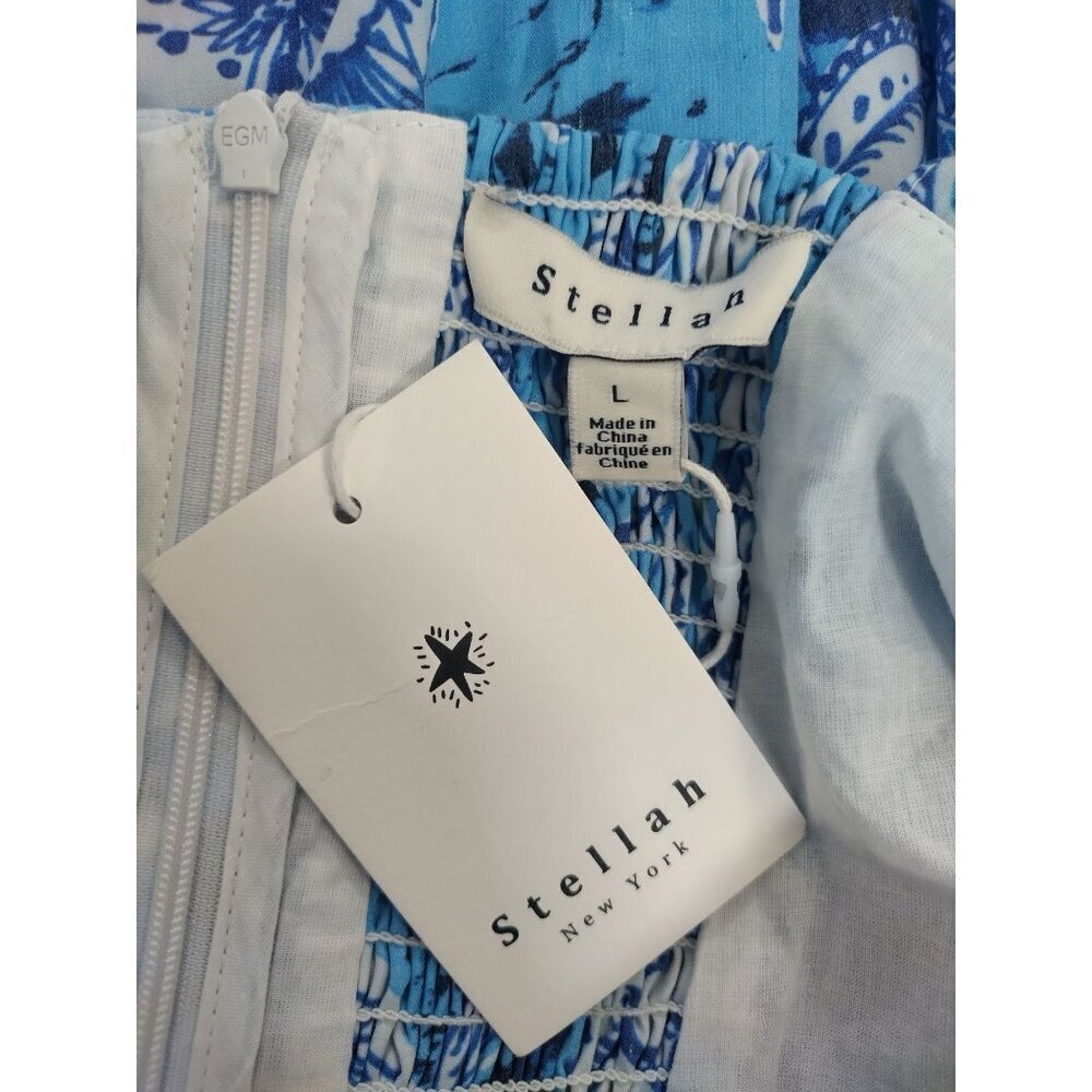 Stellah New York Blue & White Floral Print Sundress With Tie Straps, Size L. NWT - Picture 3 of 8